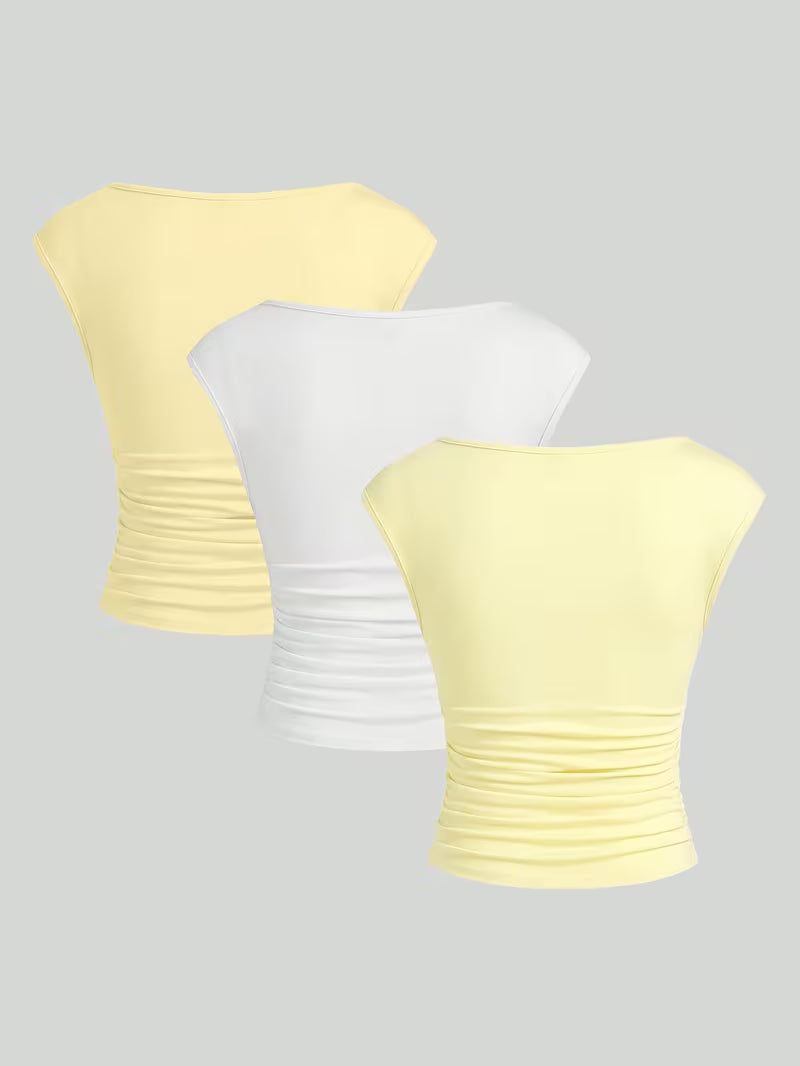 3-Pack of Seamless Stretchable Crop Tops – Soft & Foldable
