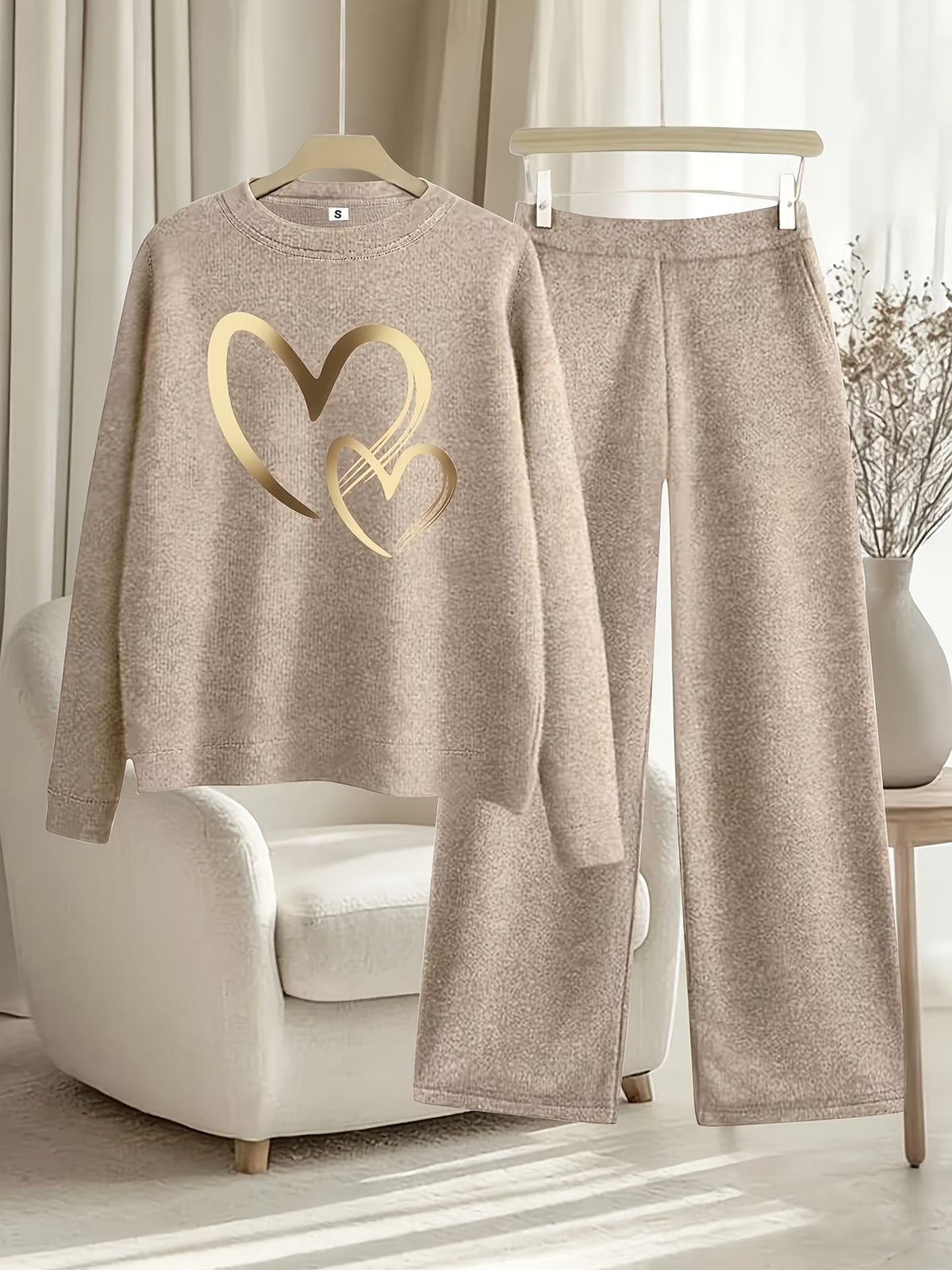 Women’s Casual Full-Sleeve Top & Wide-Leg Pants Set