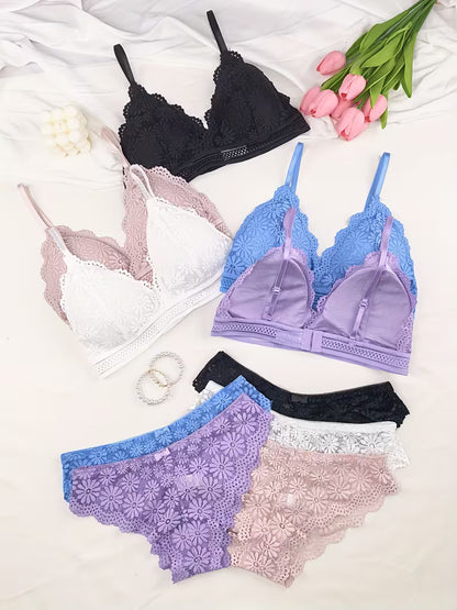 Pack of 5 Women's Bra & Panty Set – Soft Comfortable Everyday Lingerie Combo