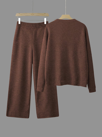 Women’s Casual Full-Sleeve Top & Wide-Leg Pants Set