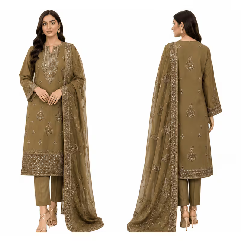 Elegant Lawn Salwar Kameez Set with Dupatta