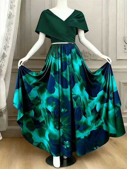 Elegant Floral Patchwork A-Line Dress