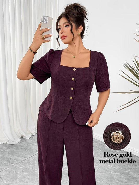 RoseAura Plus Size Co-Ord Set