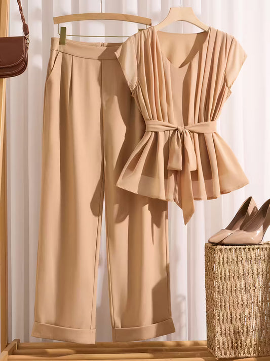 Luxe Scarlet V-Neck Co-Ord