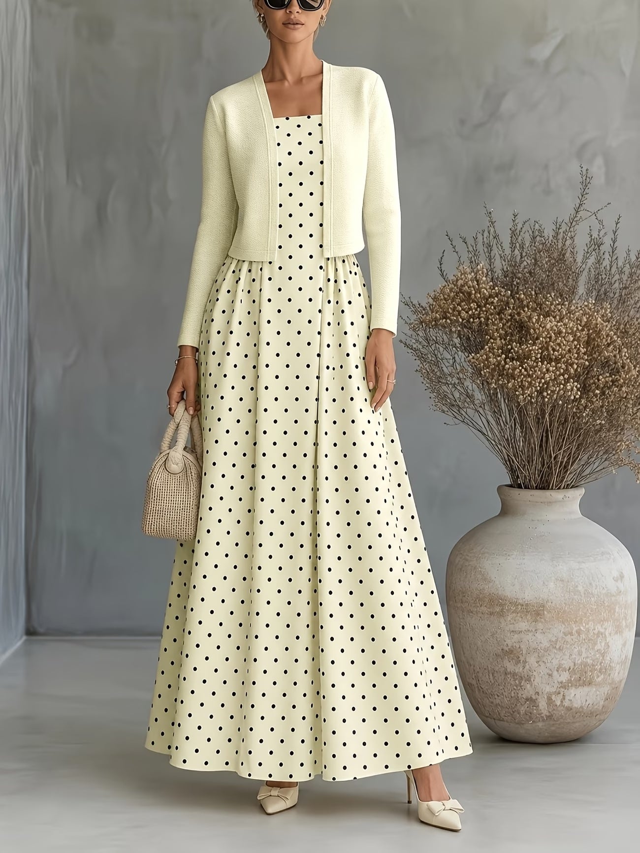 Women's Abstract Print 2-Piece Maxi Dress Set | Elegant Jacket Co-Ord
