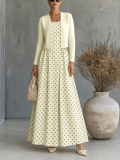Women's Abstract Print 2-Piece Maxi Dress Set | Elegant Jacket Co-Ord
