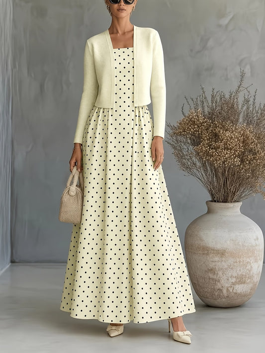 Women's Abstract Print 2-Piece Maxi Dress Set | Elegant Jacket Co-Ord