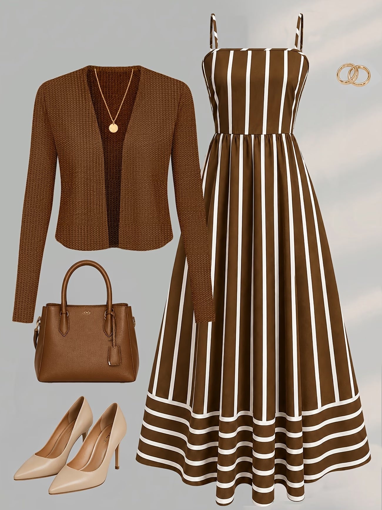 Women's Abstract Print 2-Piece Maxi Dress Set | Elegant Jacket Co-Ord