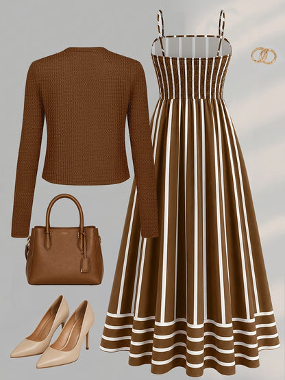 Women's Abstract Print 2-Piece Maxi Dress Set | Elegant Jacket Co-Ord