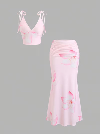 Women's Elegant Halter Top & Skirt