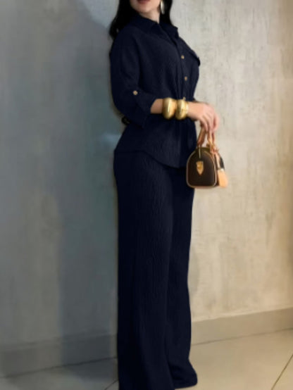 Chic Drawstring Wide-Leg Co-Ord Set