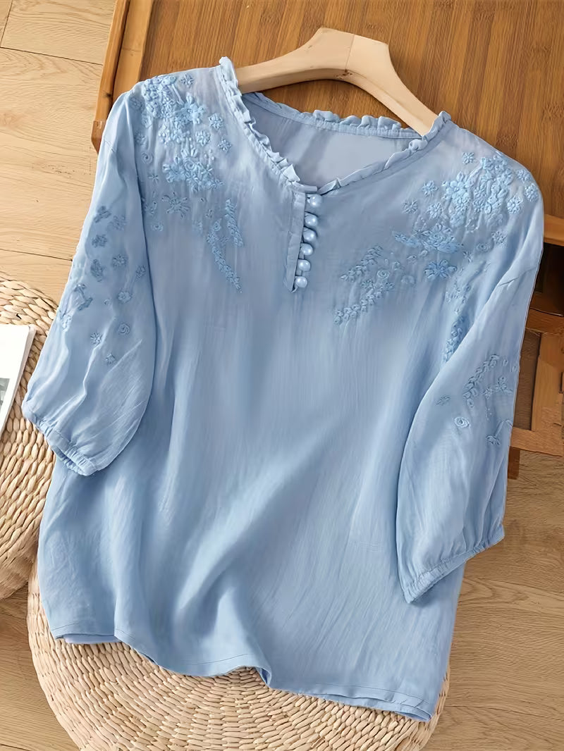 Women's Soft Cotton Embroidered Top