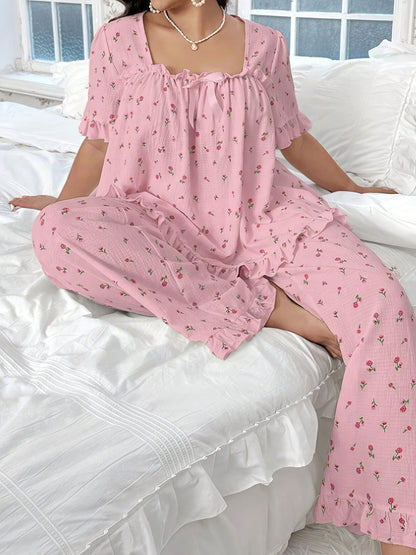 Chic Bow Print Lounge Co-Ord Set