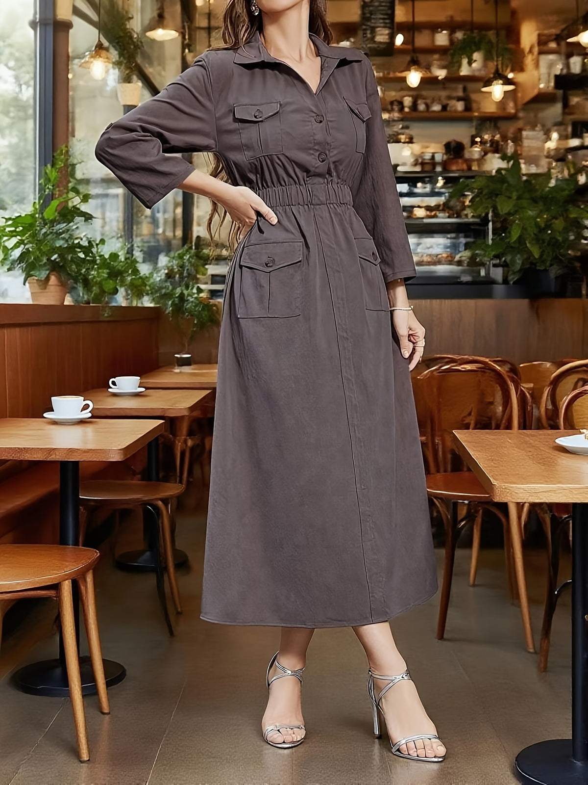 Women’s Elegant Utility Shirt Dress