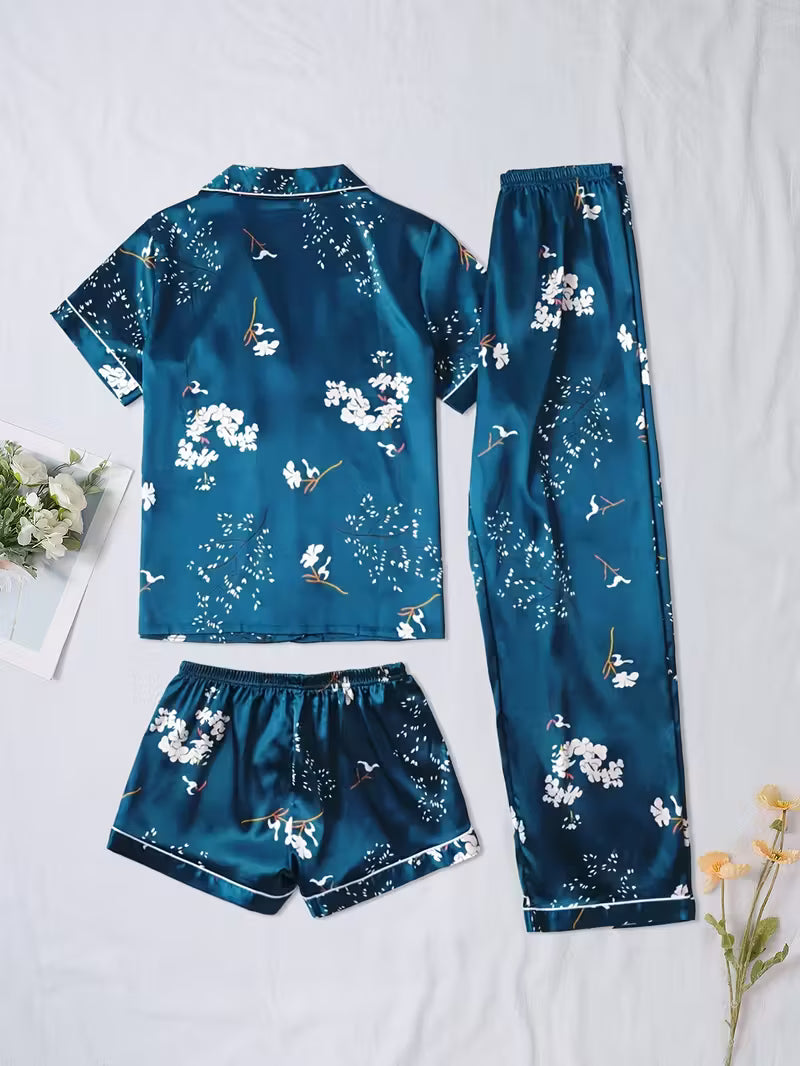 Women's Luxe Satin 3-Piece Sleepwear Set