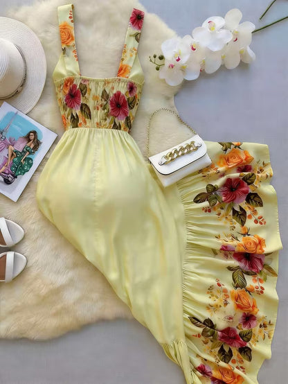 Women's Floral V-Neck Vacation Dress