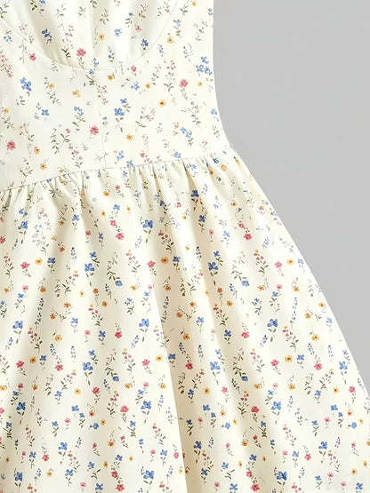 Women's Premium Floral Tie Strap Midi Dress
