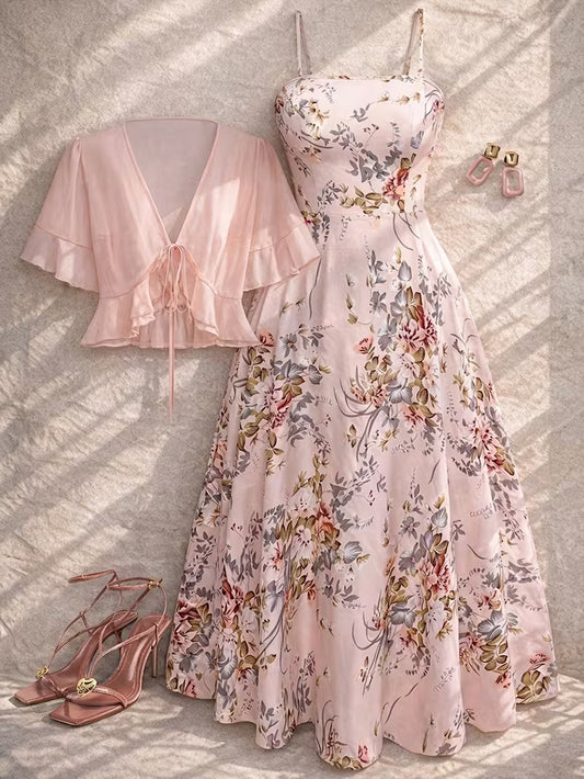 Women's New Summer Fashion Printed 2pcs Dress Set