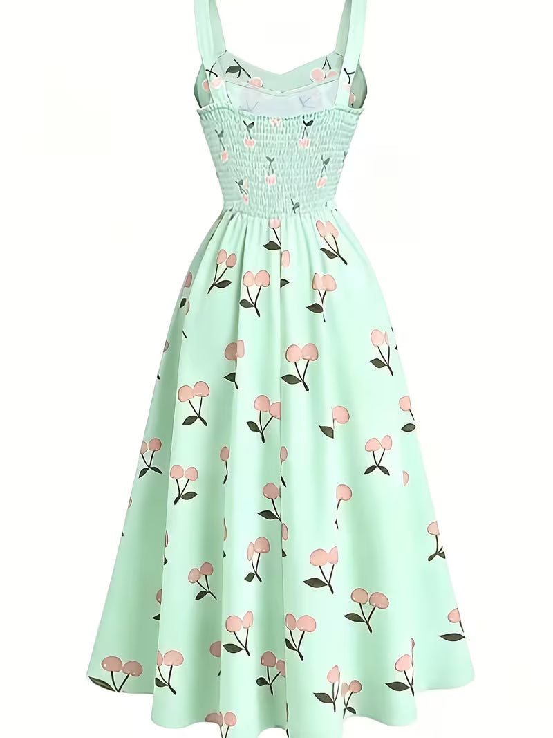 Women's Premium Floral Tie Strap Midi Dress
