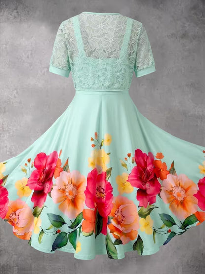 Elegant Lace Top & Floral Dress Set