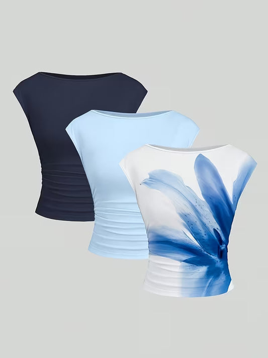 3-Pack of Seamless Stretchable Crop Tops – Soft & Foldable