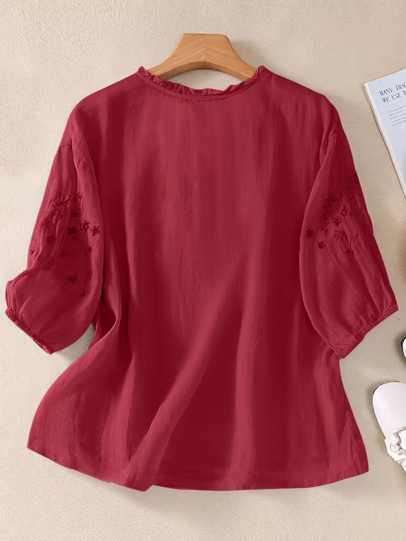 Women's Soft Cotton Embroidered Top