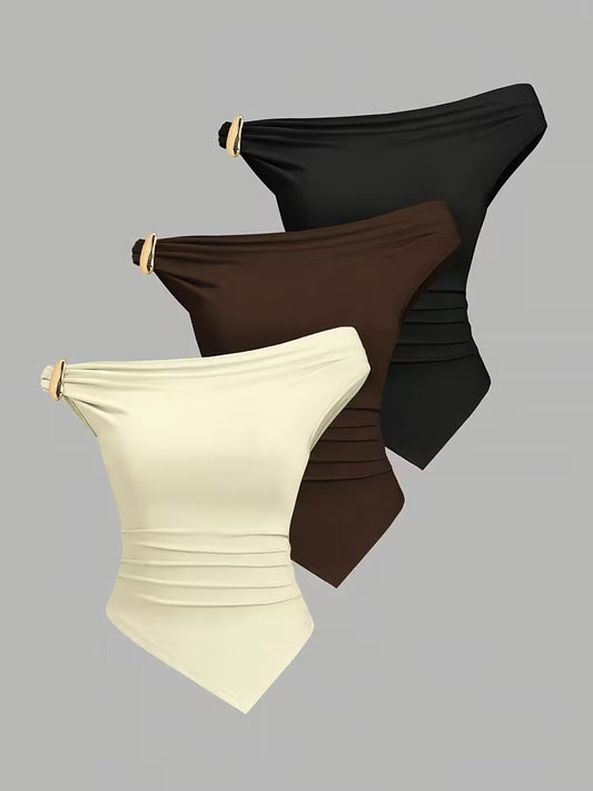 3-Pack of Seamless Stretchable Crop Tops – Soft & Foldable