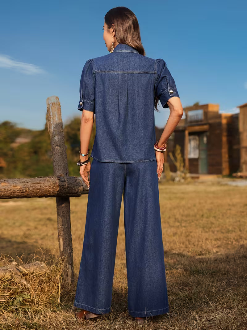 Women's Premium Embroidered Denim Co-Ord Set