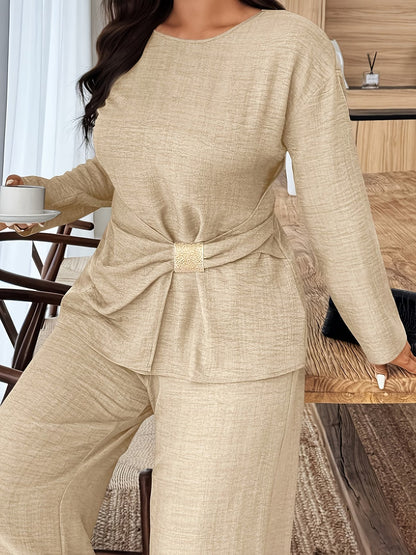 Elegant Pleated Waist Tie Co-Ord Set