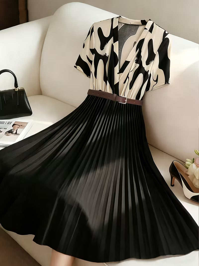Elegant Ruffle V-Neck A-Line Dress