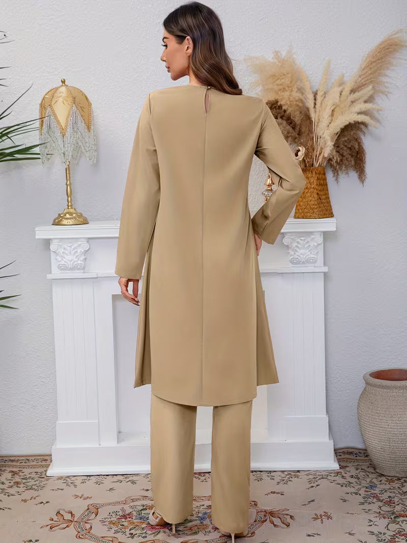 Luxury Pearl Sequin Abaya 2-Piece Set
