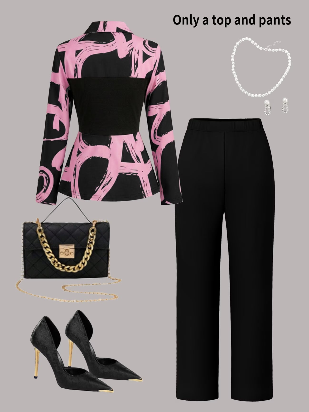 Women's Elegant Long Sleeve Top & Pants Set