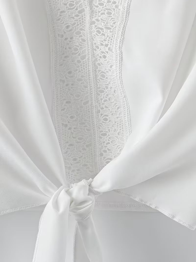 Chic Plus Size Lace Trim Two-Piece Set | Casual & Vacation Wear