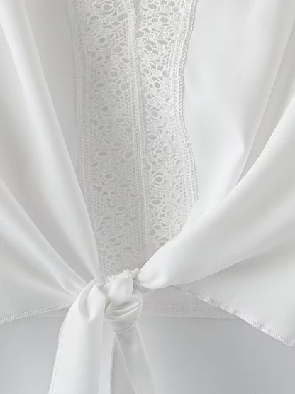 Chic Plus Size Lace Trim Two-Piece Set | Casual & Vacation Wear