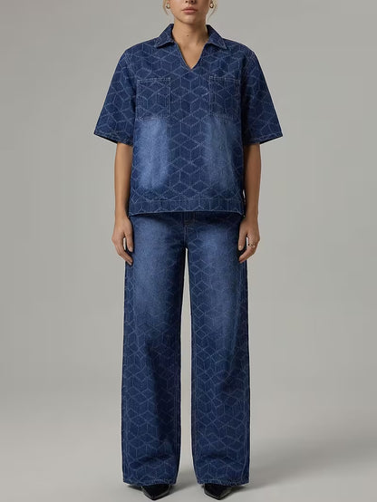 Women's Premium Embroidered Denim Co-Ord Set
