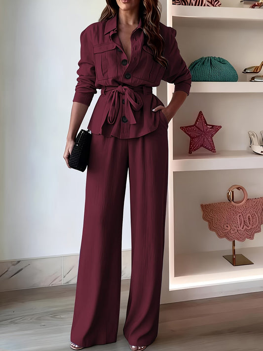 Chic Drawstring Wide-Leg Co-Ord Set
