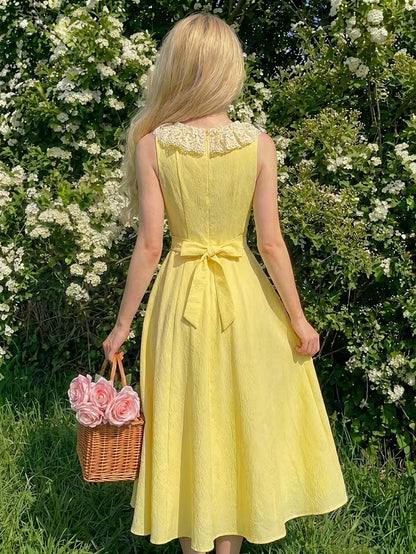 Women's Vintage Floral Puff Sleeve Midi Dress