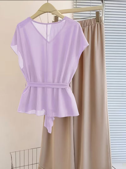 Luxe Scarlet V-Neck Co-Ord