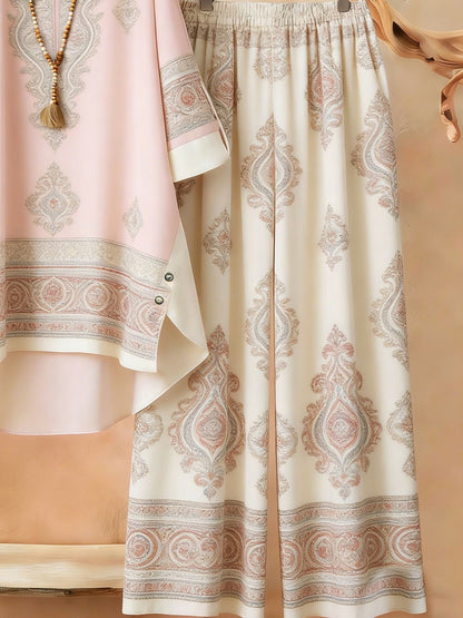 Elegant Botanical Print 2-Piece Women’s Co-Ord Set