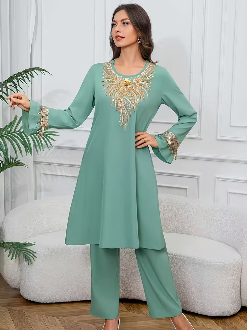 Royal Embroidered Sequin Ladies' Suit