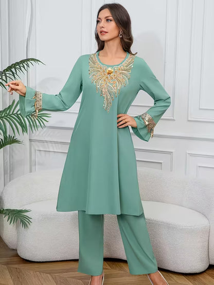 Royal Embroidered Sequin Ladies' Suit
