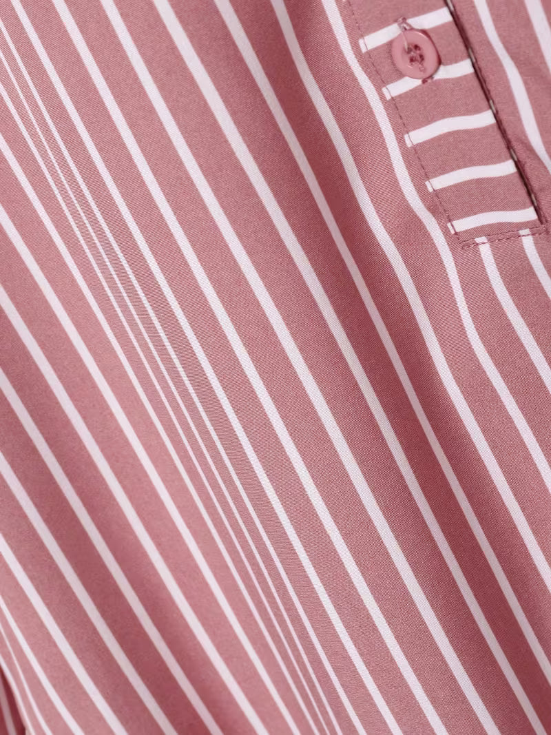 Women's Striped 2-Piece Co-Ord Set | Long Sleeve Shirt & Straight Pants