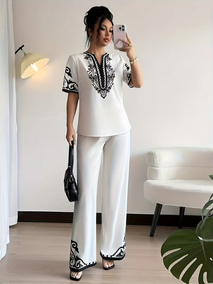 Women's Printed Relaxed Fit Outfit Set