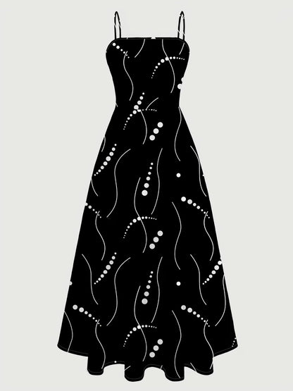 Elegant Wave Dot Printed Dress Set