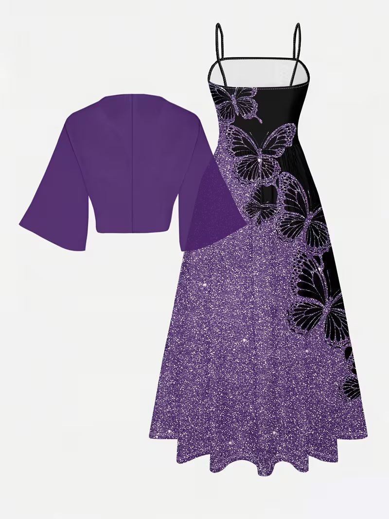 Women's New Summer Fashion Printed 2pcs Dress Set