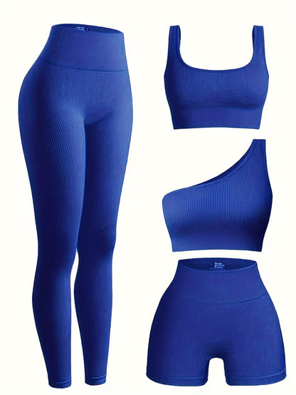 4-Piece Seamless Ribbed Activewear Set