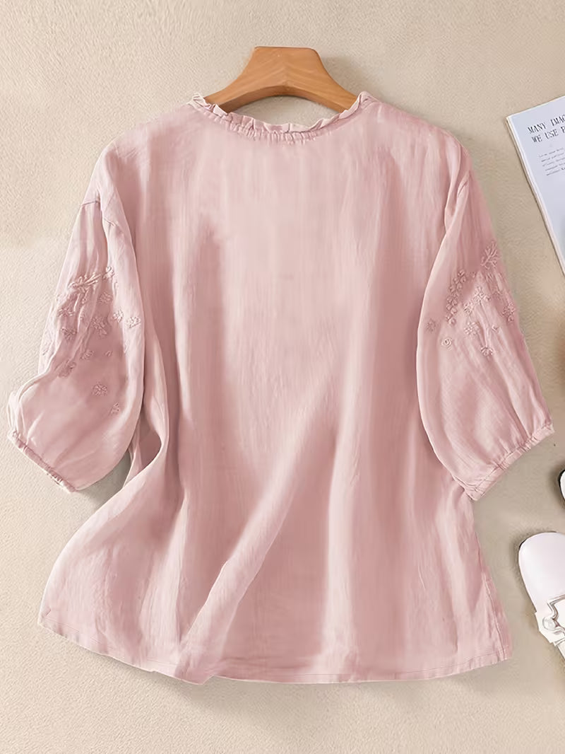 Women's Soft Cotton Embroidered Top