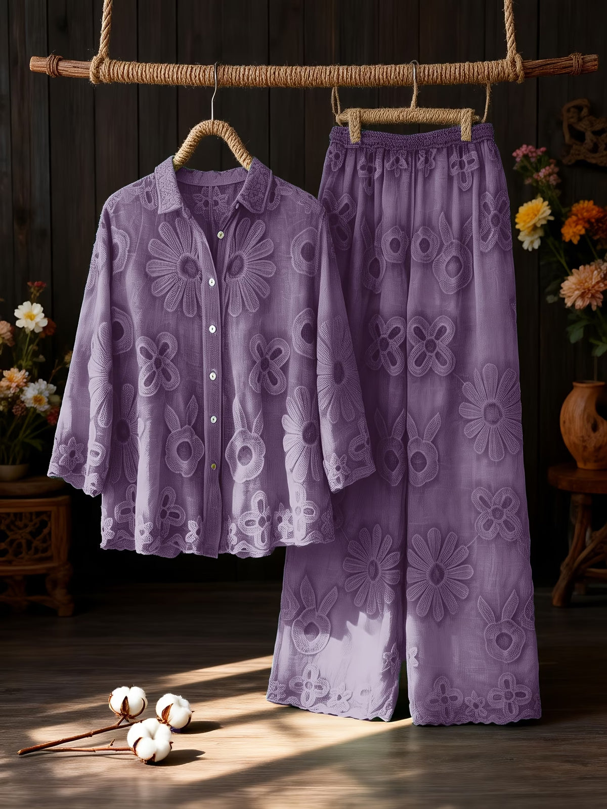 Women’s Floral Printed Shirt Pant Set