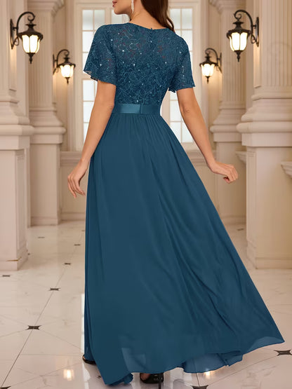 Elegant Lace Chiffon Bridesmaid Gown