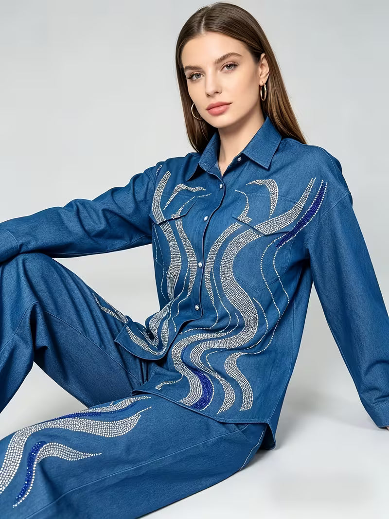 Women's Premium Embroidered Denim Co-Ord Set